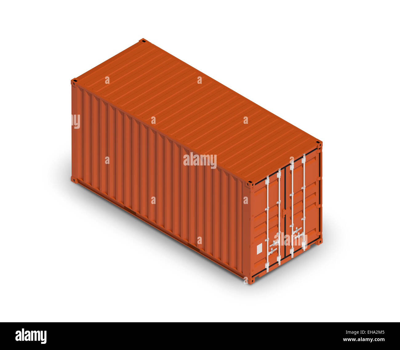 Rot Metall Versand Frachtcontainer isoliert auf weiß, industrielle Fracht Transport-Objekt. 3D Illustration, isometrische proje Stockfoto