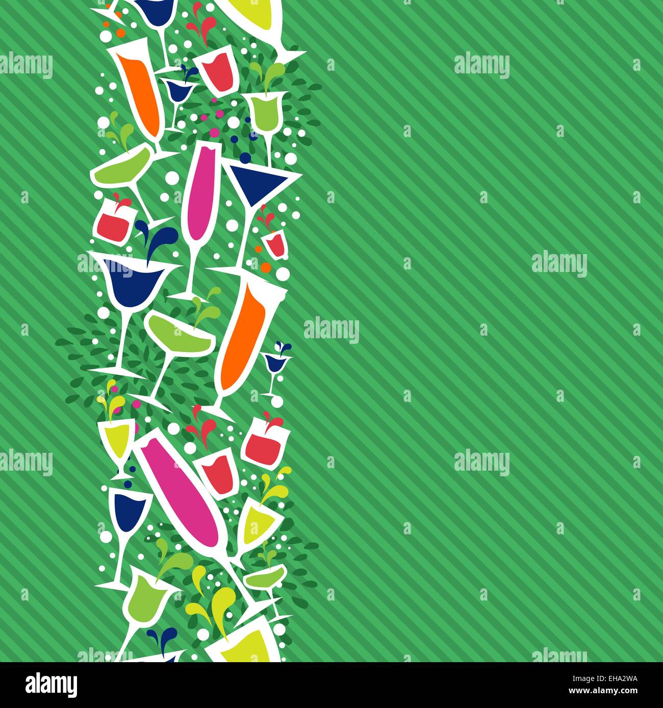 Bunte Cocktailglas Musterdesign Hintergrund. Ideen für die Speisekarte des Restaurants, trinken, Karte, Plakat und Buch-Cover-Design. EPS10 Stock Vektor