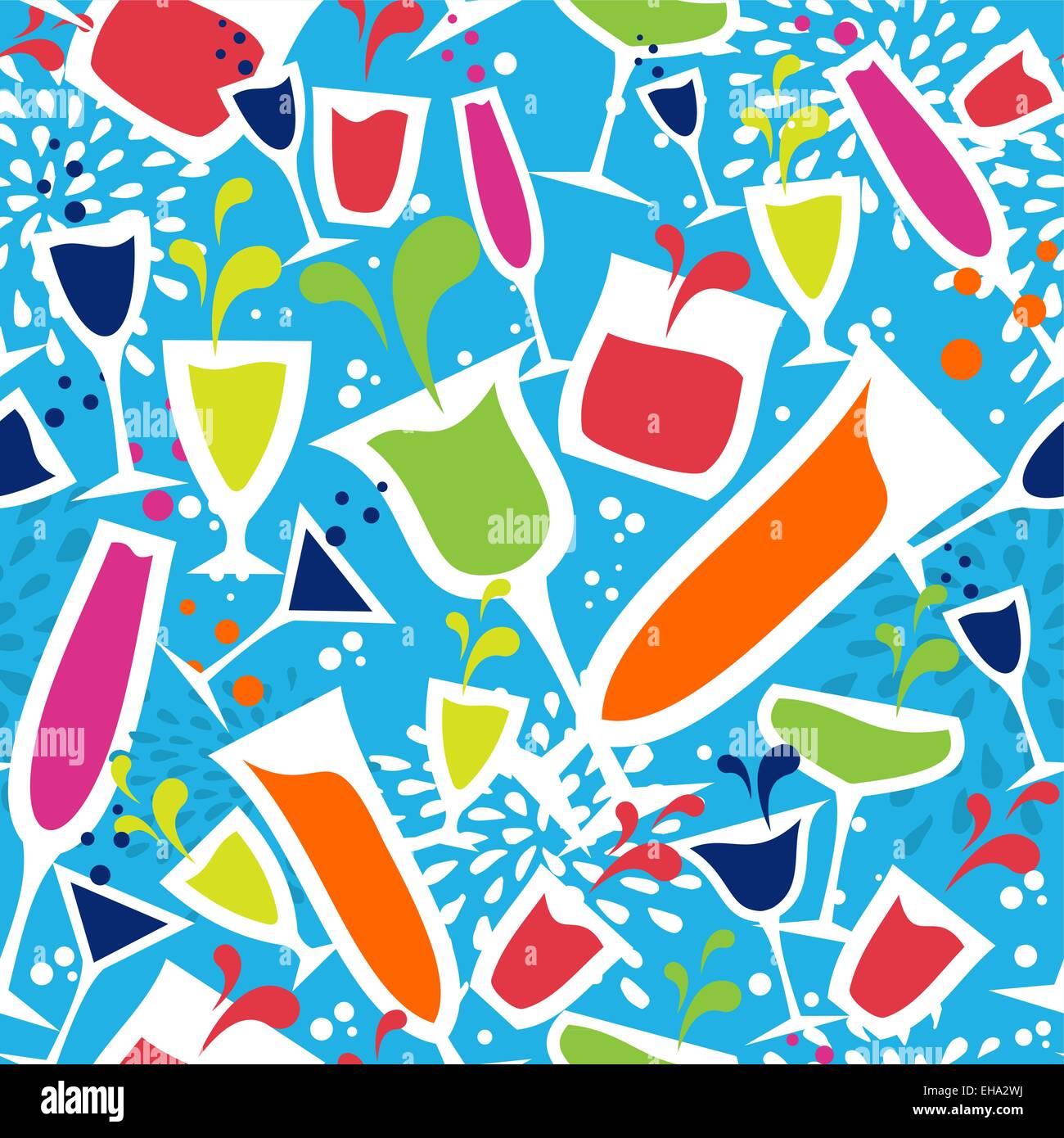 Vielfalt bunter cocktail Glas Musterdesign Hintergrund. Ideen für die Speisekarte des Restaurants, trinken, Karte, Plakat und Buch-Cover. Stock Vektor
