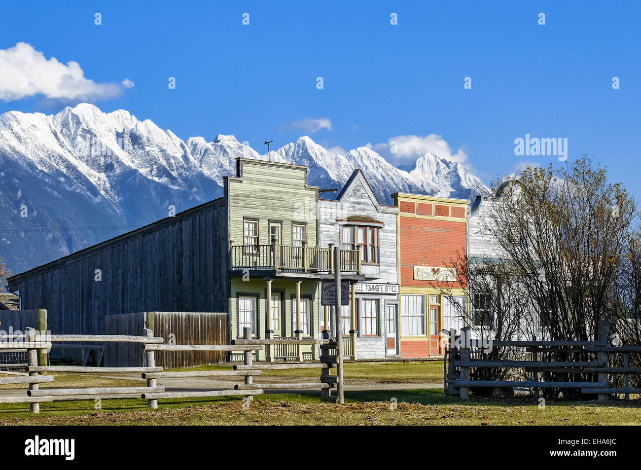 Townsite Büro, Kootenay Post, Fort Steele Erbe Stadt Kootenay Region, British Columbia, Kanada Stockfoto
