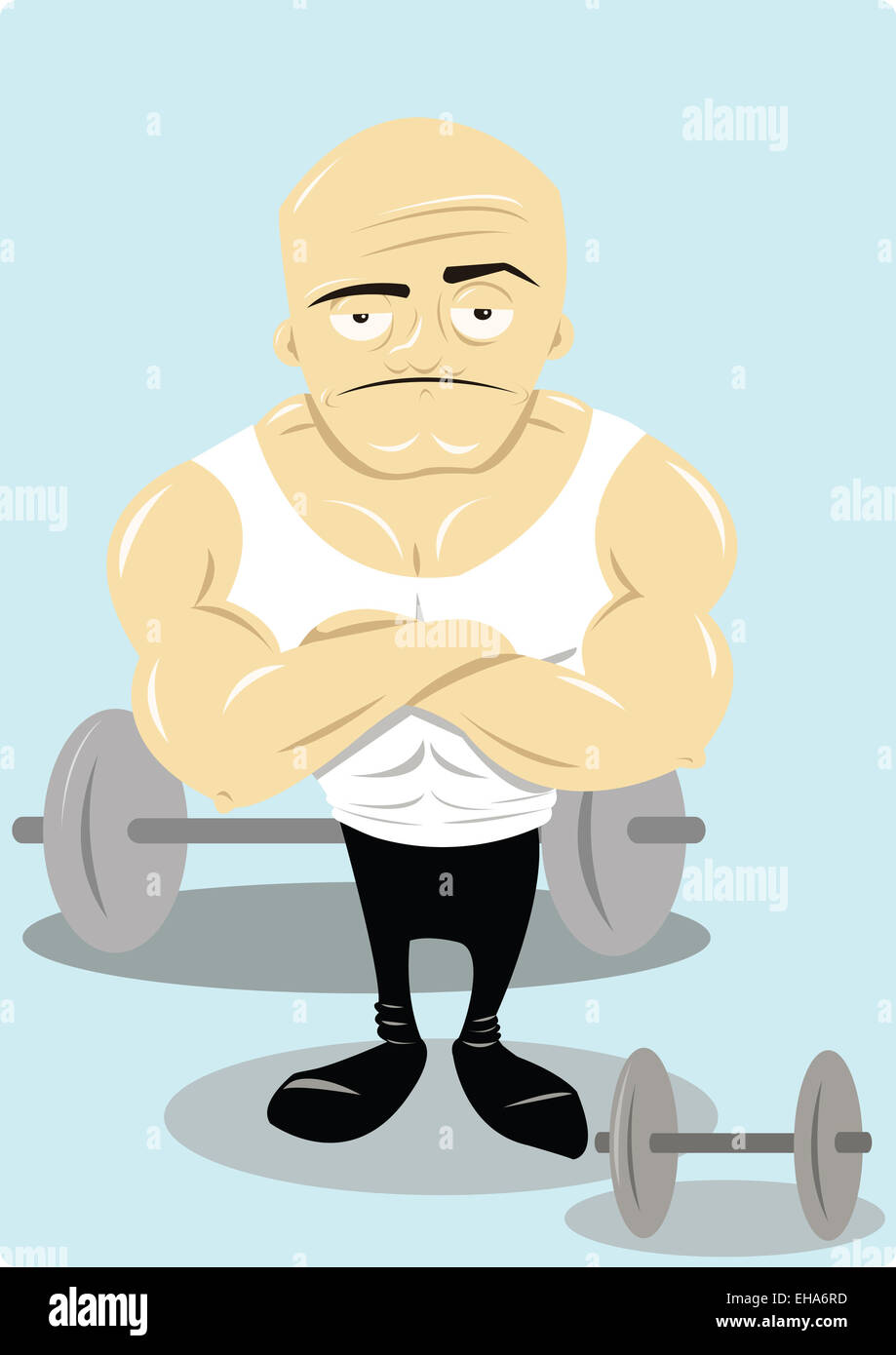 ein Vektor-Cartoon, lustige Trainerbetreuung darstellt Stockfoto