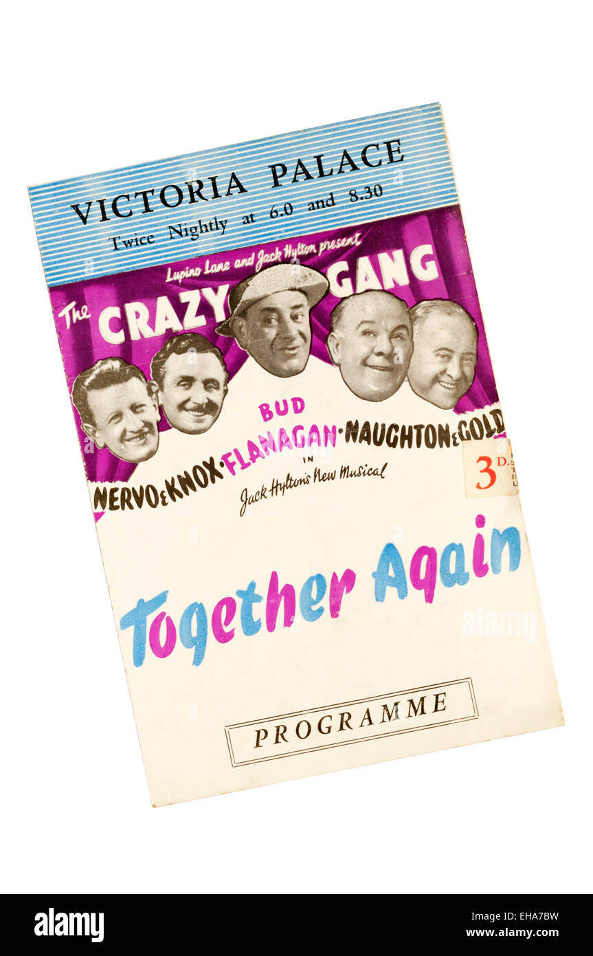 Programm für die 1947-Produktion von The Crazy Gang in wieder zusammen im Victoria Palace Theatre. Stockfoto