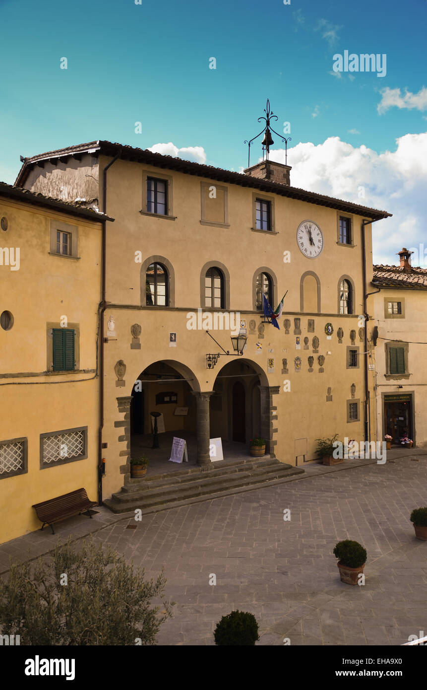 Blick auf das Rathaus von Radda in Chianti Stockfoto