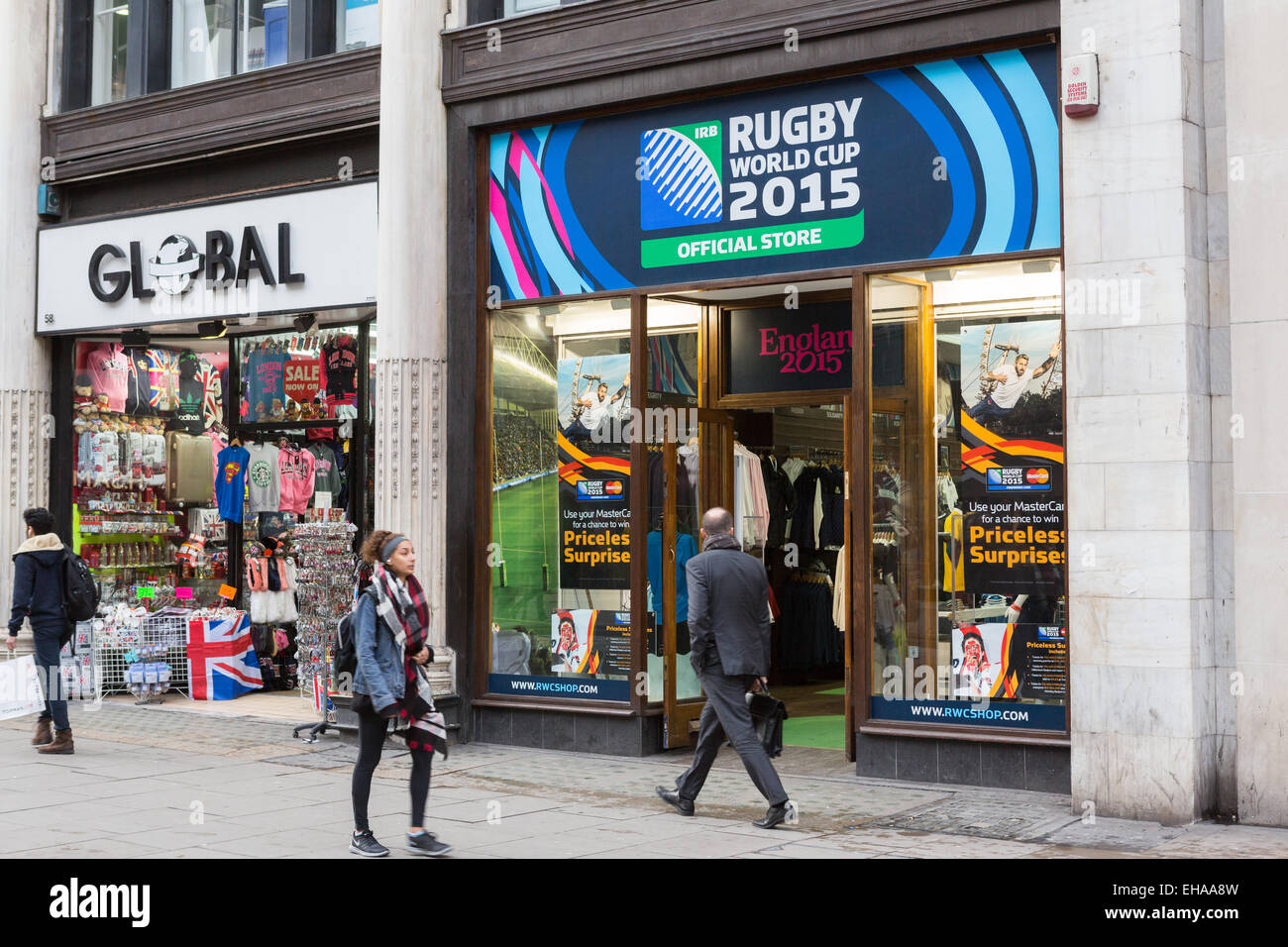 Eine offizielle Rugby World Cup-Shop auf der Oxford Street, London Stockfoto