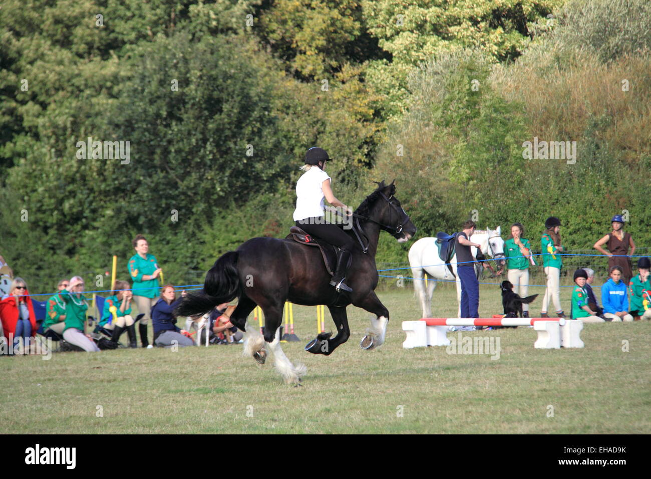 Offiziers Kostüm-Staffellauf, Pferd Rangers Association Gymkhana 2014, Viehhof, Hampton Court, Surrey, England, UK, Europa Stockfoto