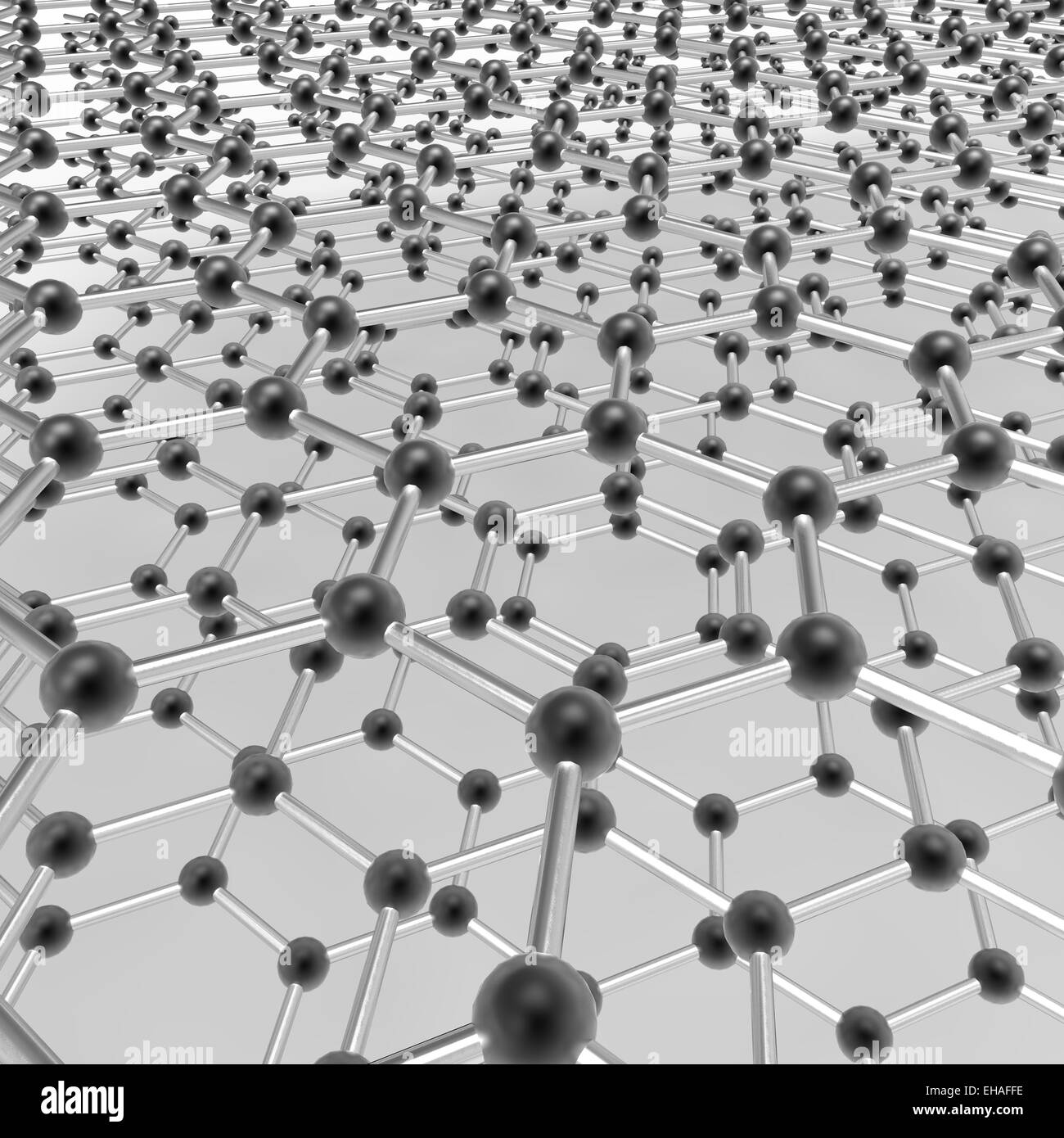 Schematische Modell der mikroskopischen Ebenen Graphen Molekülstrukturen Stockfoto
