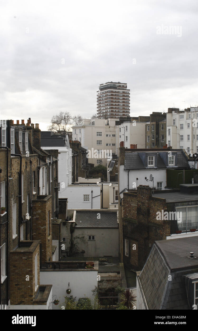 Rückansicht der Häuser auf Warwick Way Victoria, London, England Stockfoto