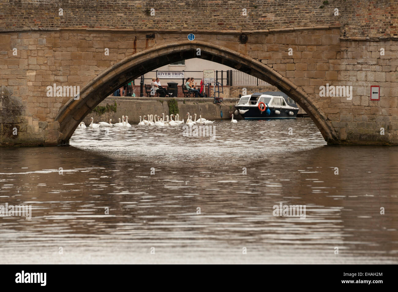 Detail von den Torbogen St. Ives Brücke über den Fluss Great Ouse, Cambridgeshire. Stockfoto