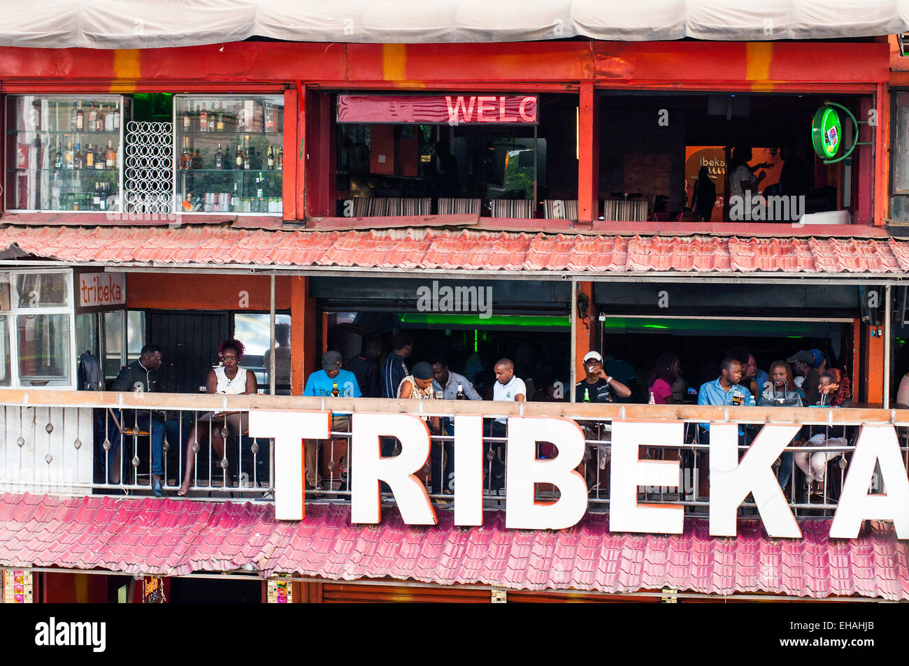 Bar-Veranda, CBD in Nairobi, Kenia Stockfoto