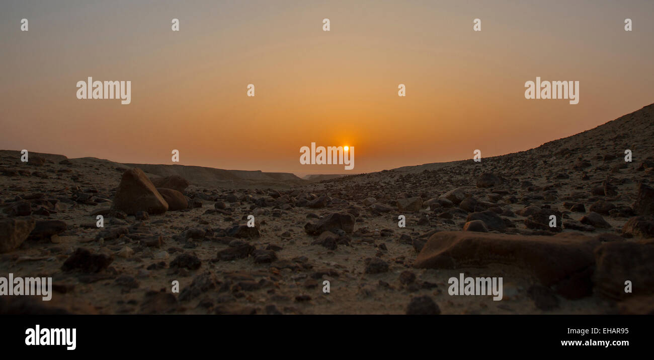 Wüste Sonnenaufgang. Fotografiert in der Judäischen Wüste, Israel Stockfoto