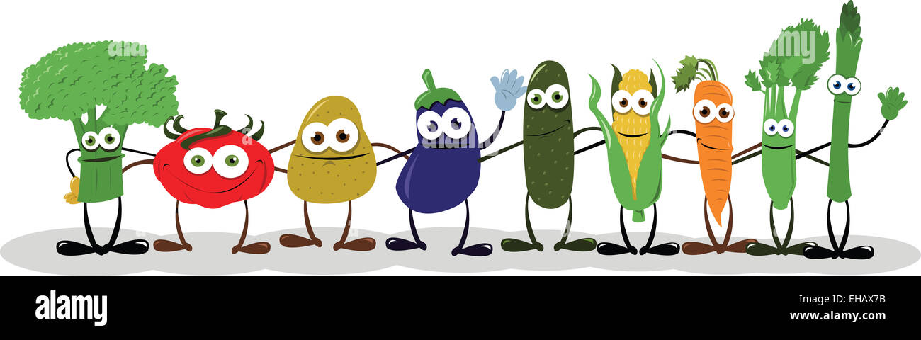 eine Gruppe von lustigen Gemüse umarmen Stockfoto