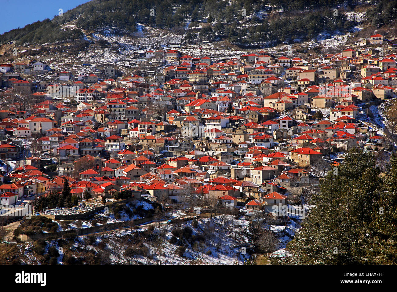 Livadi Dorf, Gemeinde von Elassona, Larisa, Thessalien, Griechenland. Stockfoto