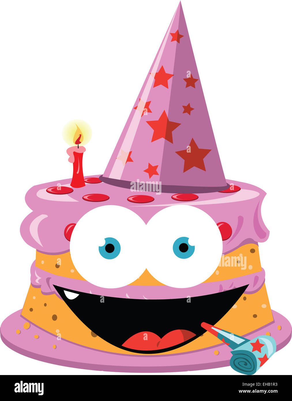 ein Vektor-Cartoon, einen lustige Kuchen mit girly Farben darstellt Stockfoto