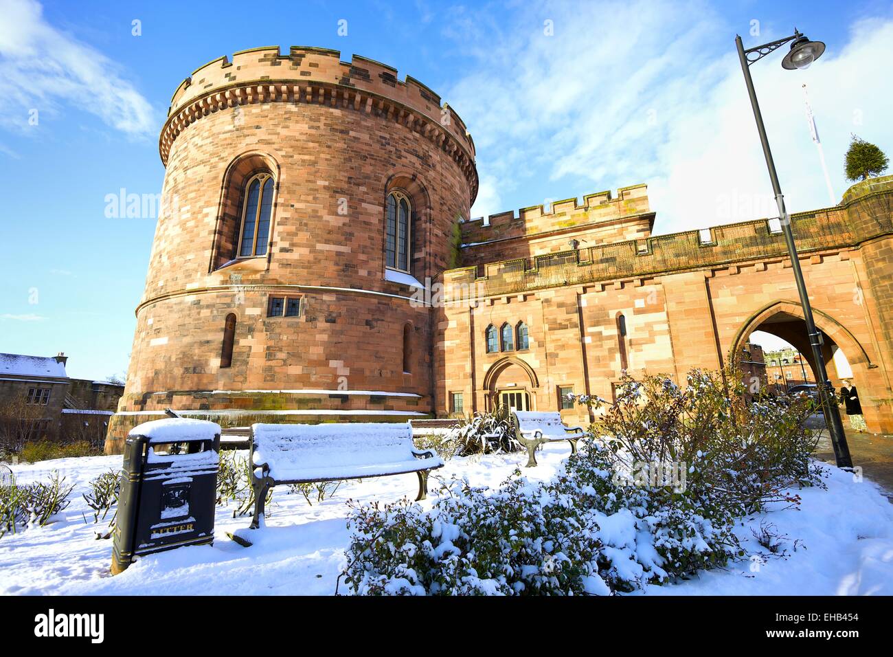 Carlisle Zitadelle im Schnee. Carlisle, Cumbria, England, UK. Stockfoto