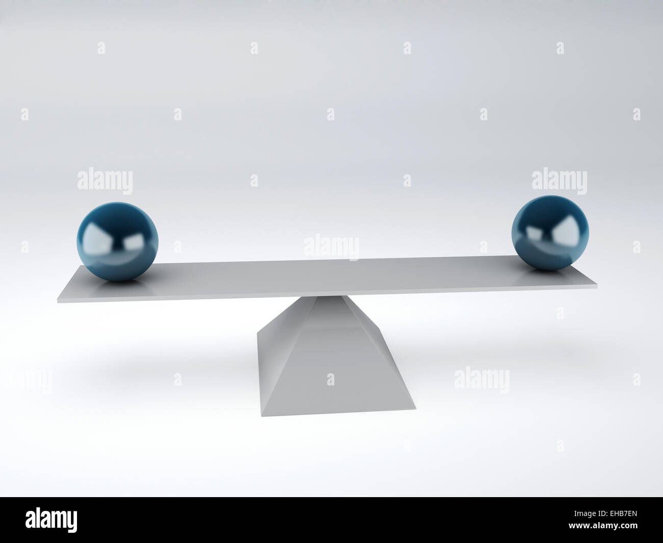 blaue Kugeln im Gleichgewicht. Balance-Konzept Stockfoto