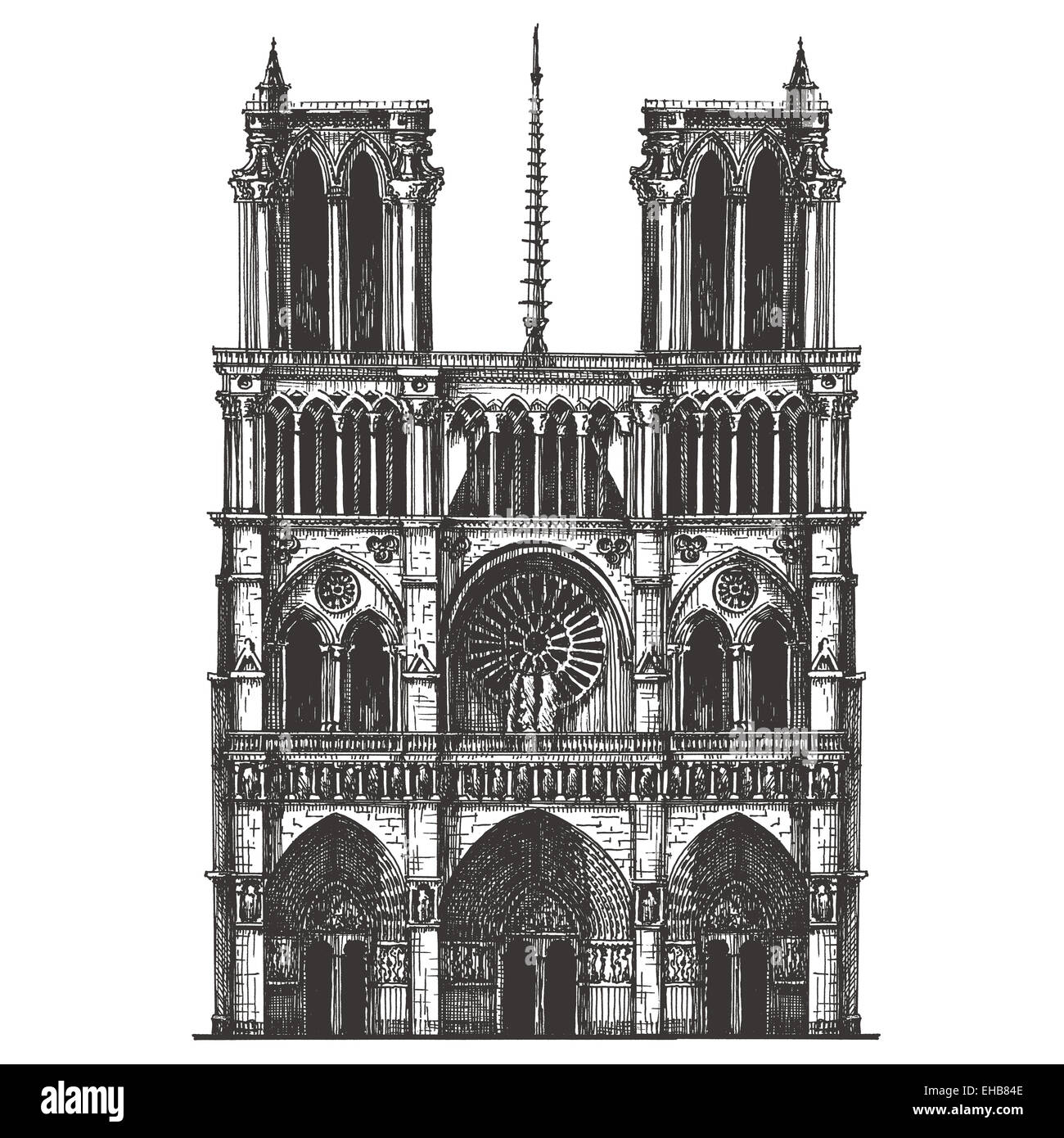 Notre-Dame de Paris Vektor-Logo-Design-Vorlage. Symbol für Frankreich oder Reisen. Stockfoto