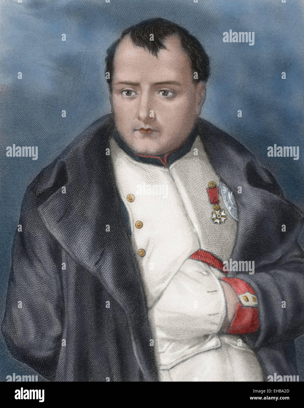 Napoleon Bonaparte (1769-1821). Französische militärische und politische Führer. Er wurde zum Kaiser der Franzosen von 1804 bis 1814 und 1815 als Napoleon I und König von Italien von 1805 bis 1814. Porträt. Gravur in "Historia Universal", 1869. Farbige. Stockfoto