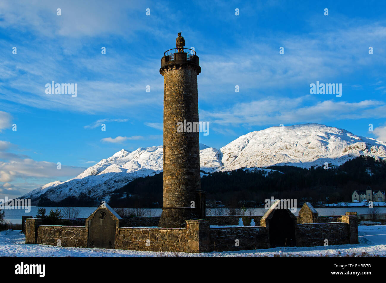 Jakobitische Memorial, Loch Shiel, Glenfinnan, Schottisches Hochland Stockfoto