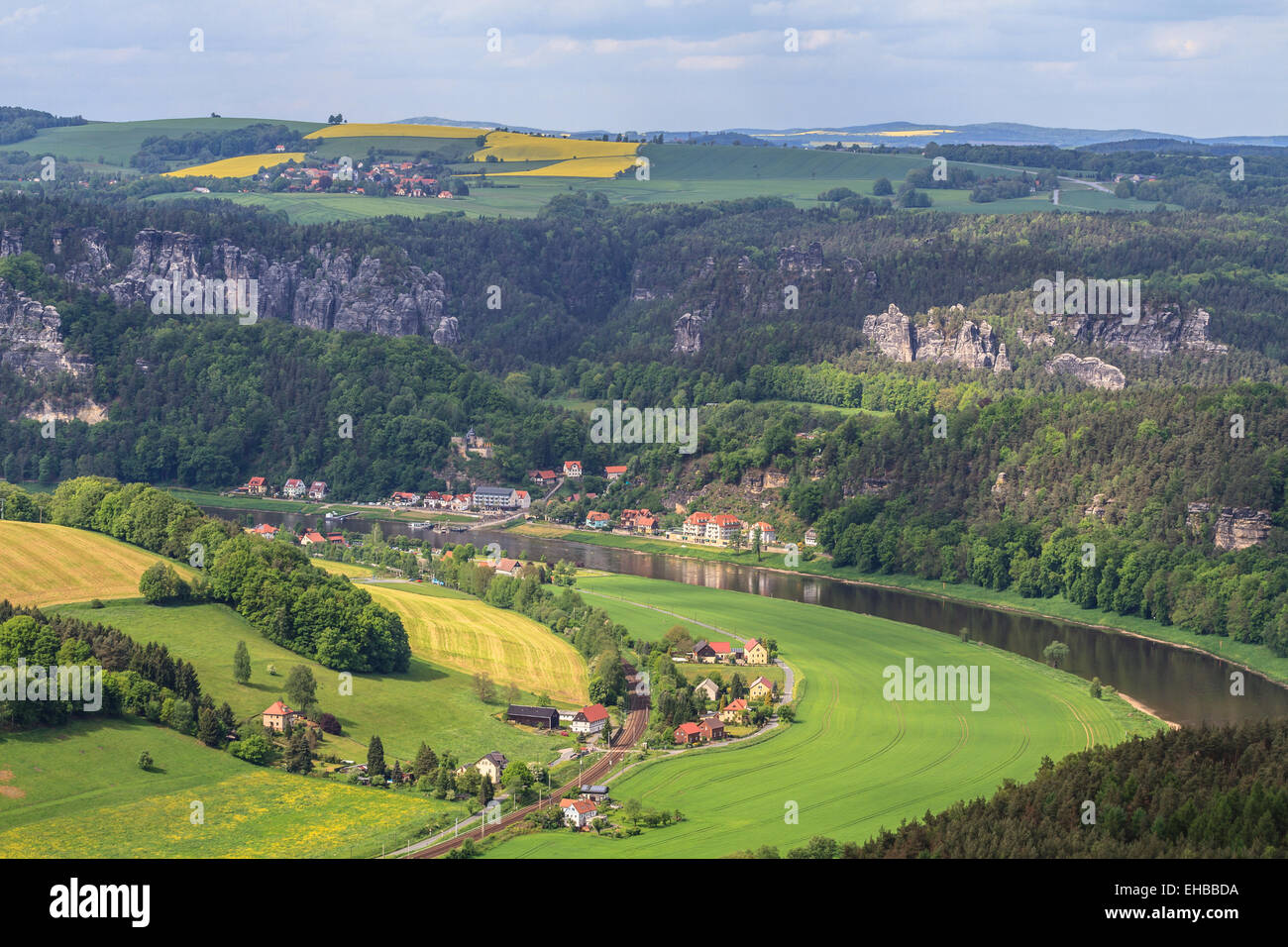 Rathen aus Sicht in der Nähe der Elbe Stockfoto
