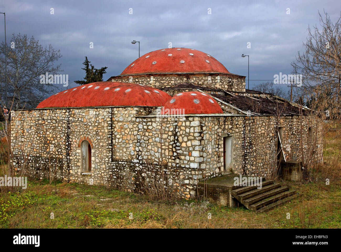 Das alte türkische Bad (Hammam) auf Tyrnavos Stadt, Larissa, Thessalien, Griechenland. Stockfoto