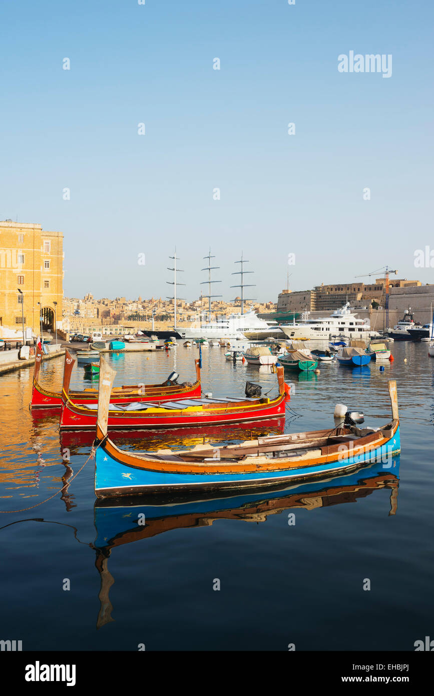 Mediterranen Europa, Malta, die drei Städte, Vittoriosa (Birgu), Grand Harbour Stockfoto