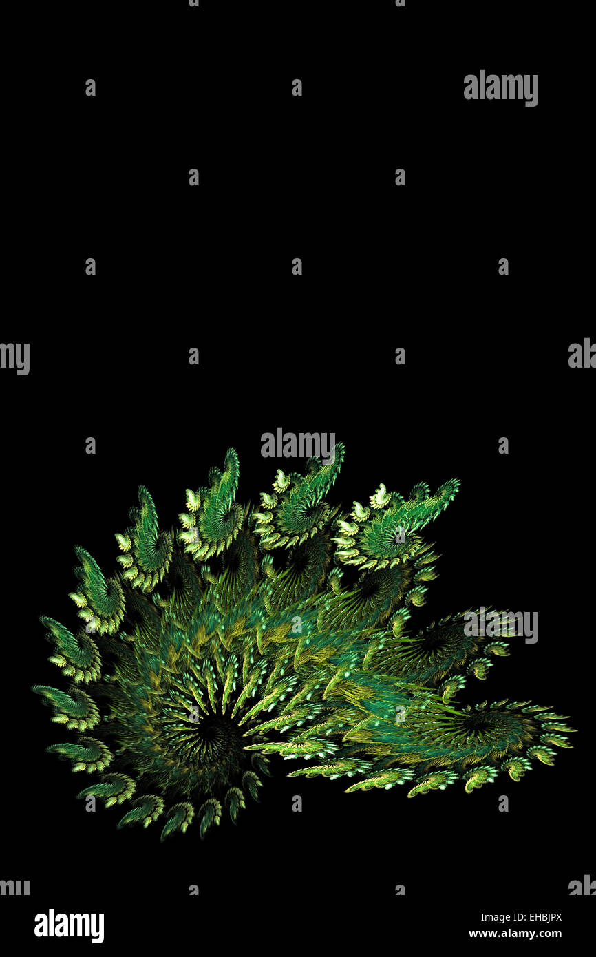 Abstrakt Grün Ammoniten Abbildung generiert mit dem Apophysis Flamme Fraktal-Programm Stockfoto