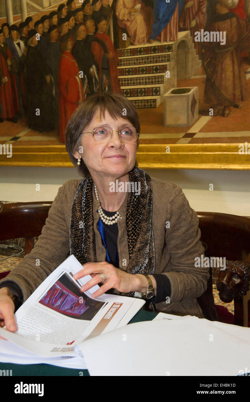 Italien, Mailand, Dario Fo 1997 Nobel Literatur Präsentation Presse Brera Akademie Programm Rai 5, Sandrina Bandera, Superintendent Stockfoto