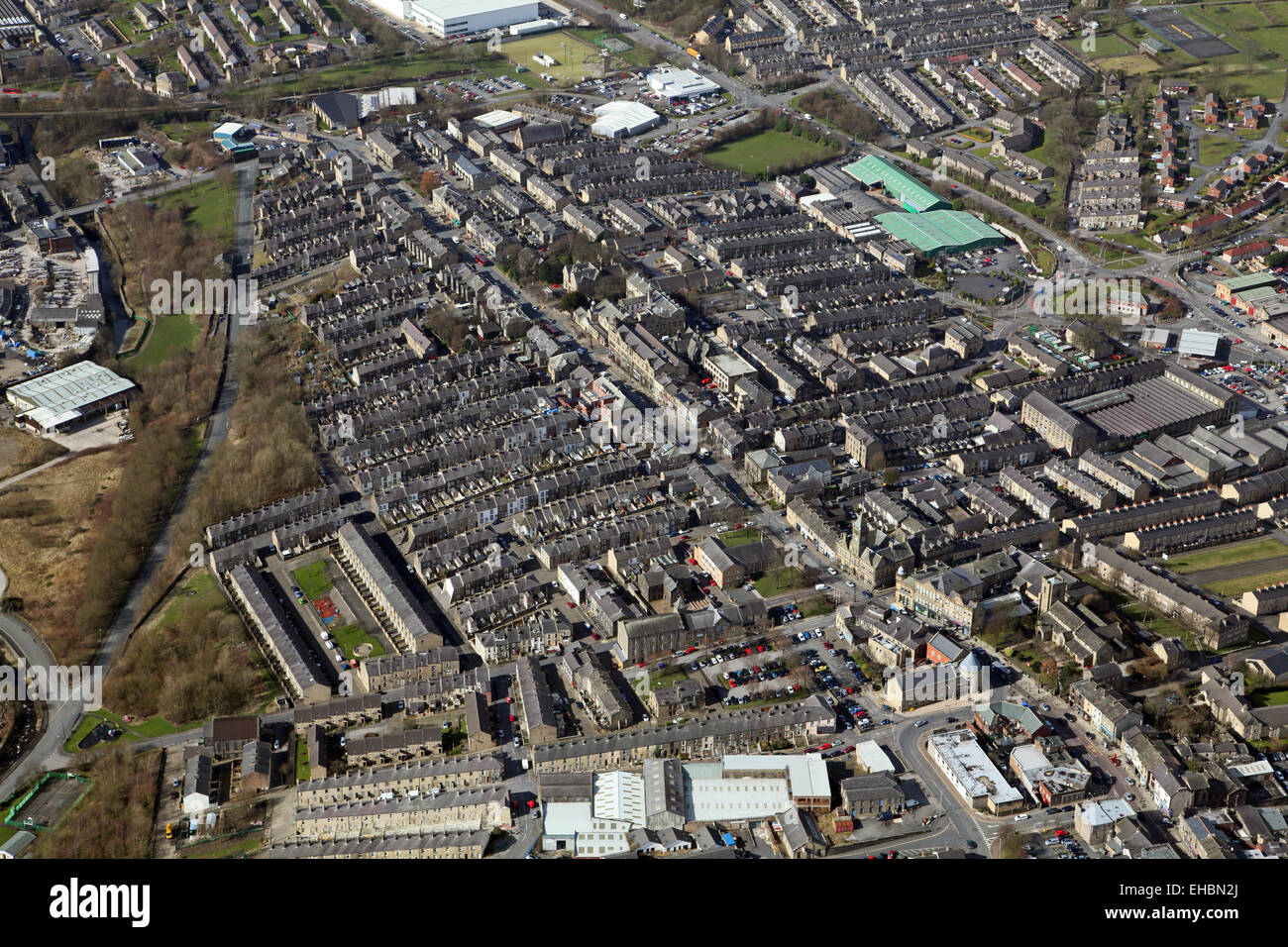 Luftbild von der Lancashire Stadt Darwen Stockfoto