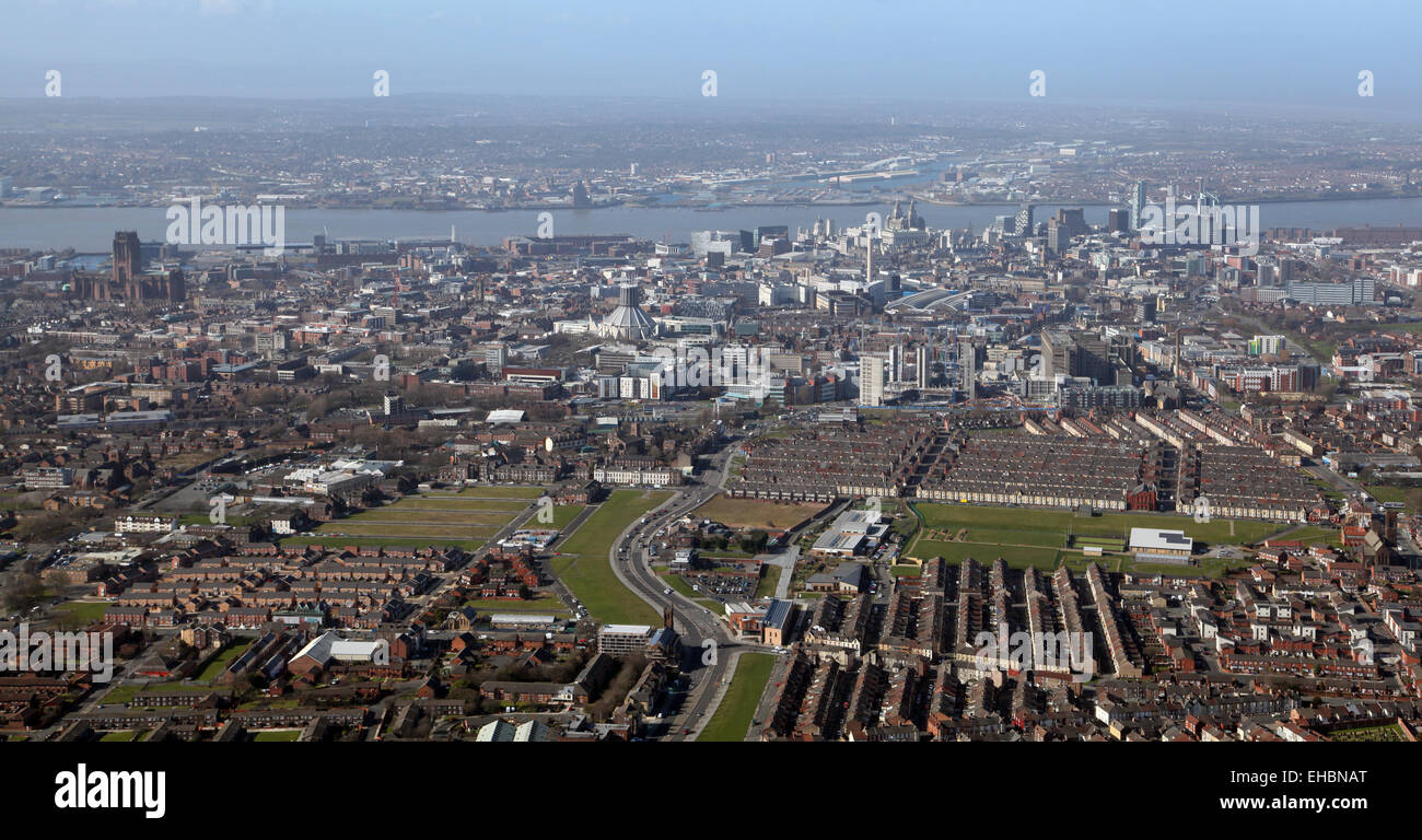 Luftbild von der Liverpool Skyline, UK Stockfoto