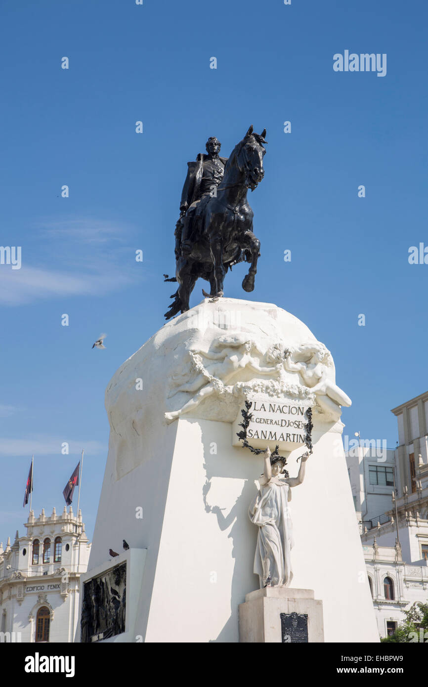 Plaza San Martin, Statue, Jose de San Martin, Lima, Peru Stockfoto