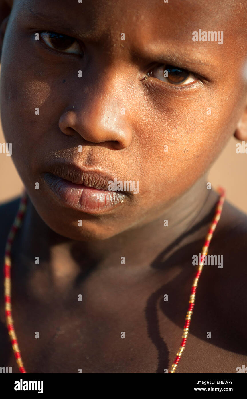 Nahaufnahme eines Samburu-Kid, Bogenschütze's Post-Bereich, Kenia Stockfoto