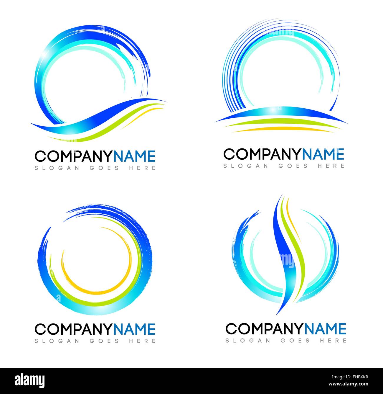 Wasser Spritzen Logo. Vektor-Design-Logos mit Wasser Spritzen, Konzepte und Zierbuchstaben. Stockfoto