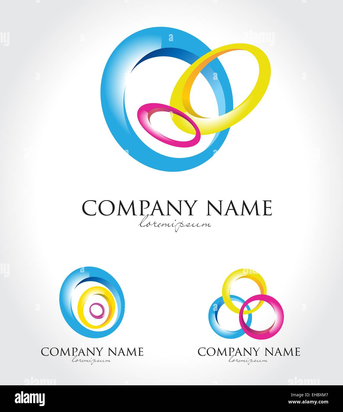 Bunte Kreise-Logo. Kreative abstrakte Logos gemacht mit Kreisen Stockfoto