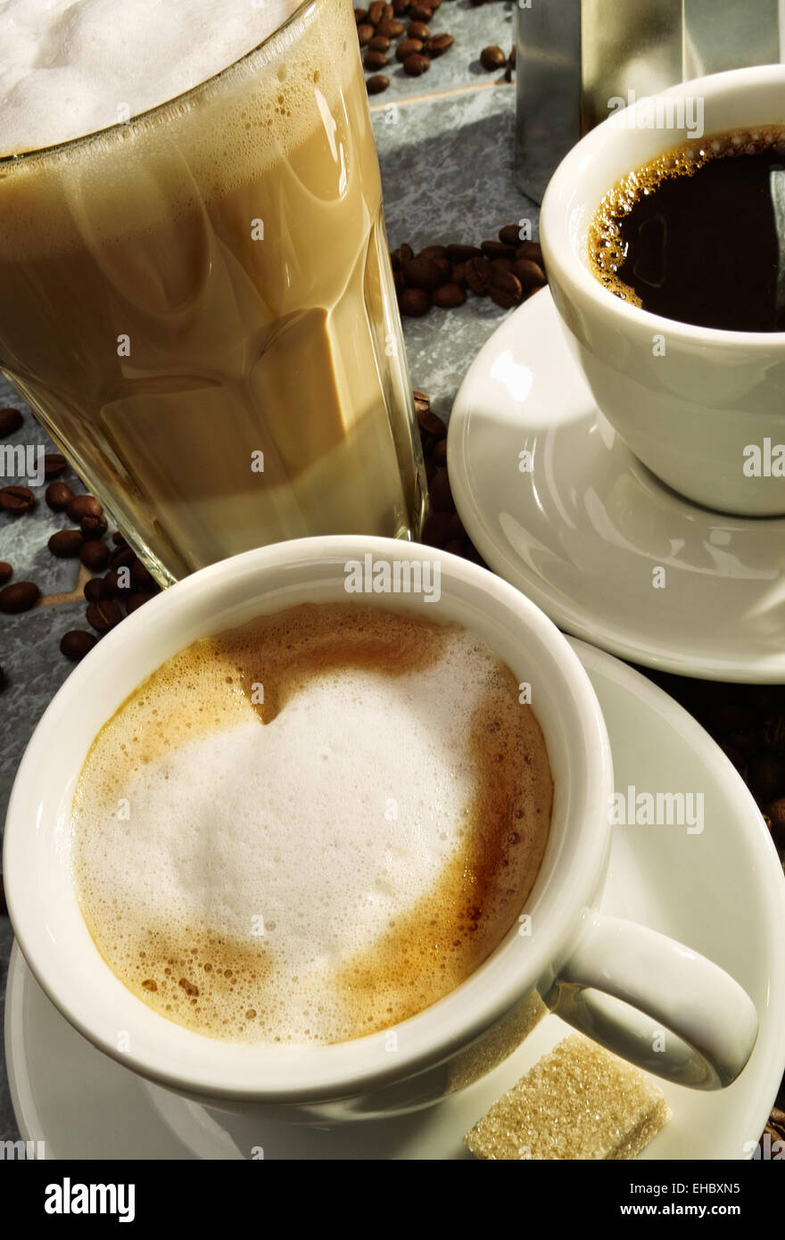 Kaffee Trio Stockfoto