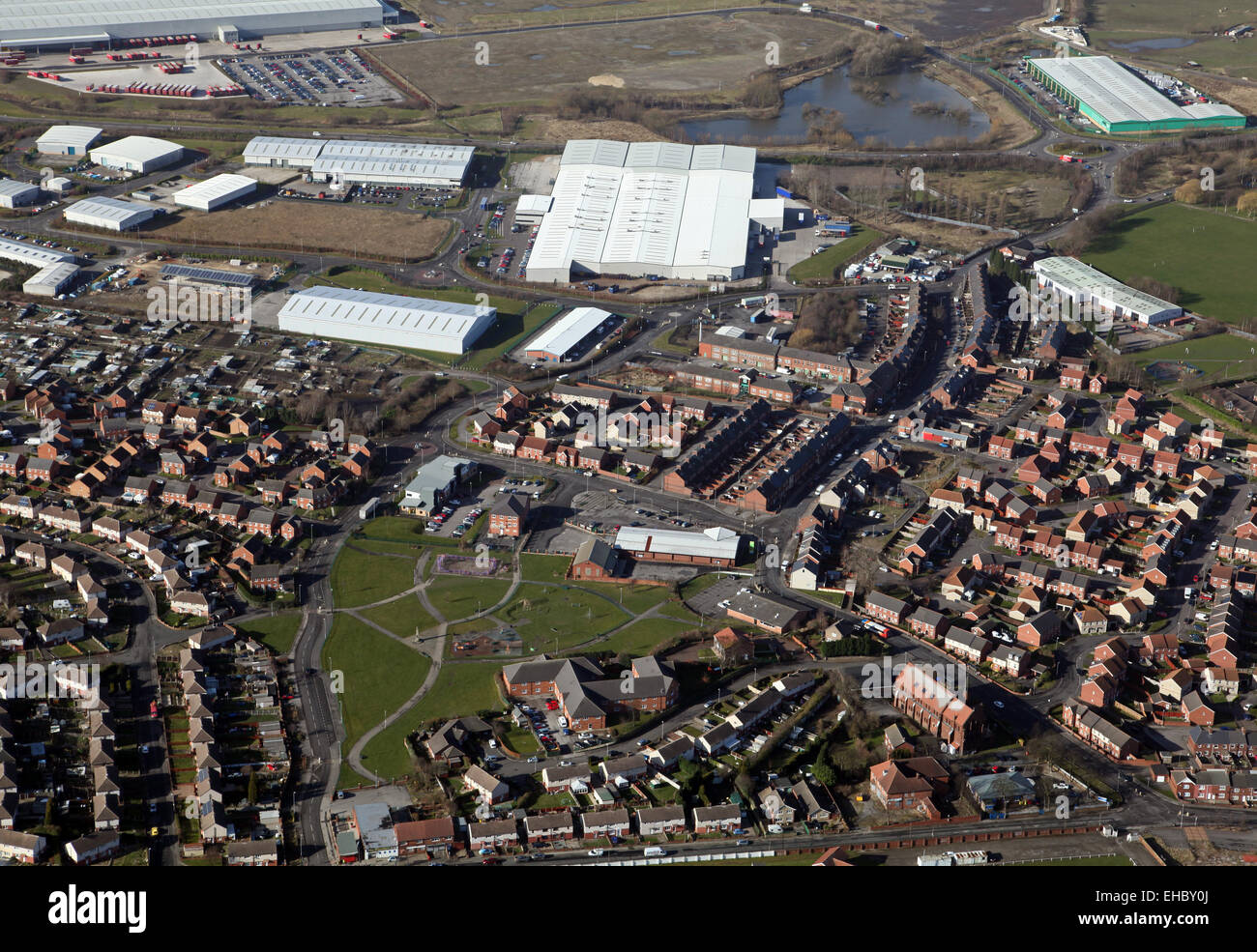 Luftaufnahme der Grimethorpe Dorf in der Nähe von Barnsley, South Yorkshire, Großbritannien Stockfoto