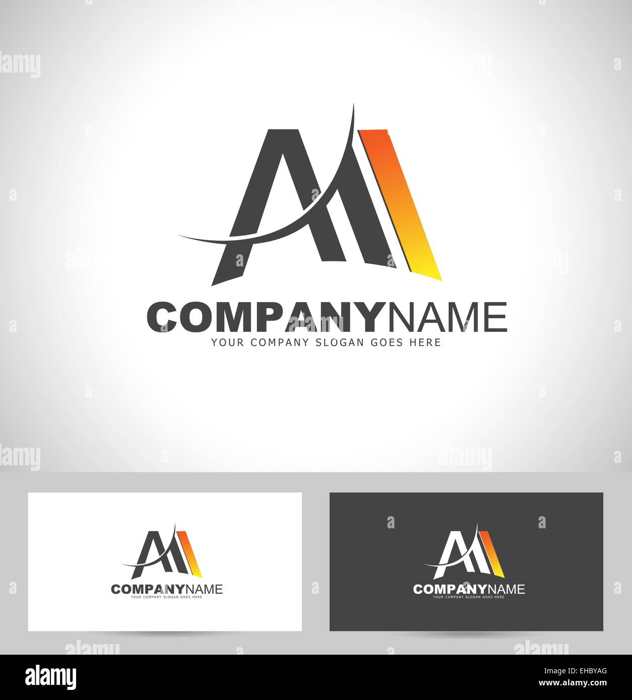 Kreatives Schreiben M Design. Buchstaben M und Visitenkarte Vorlage. Stockfoto