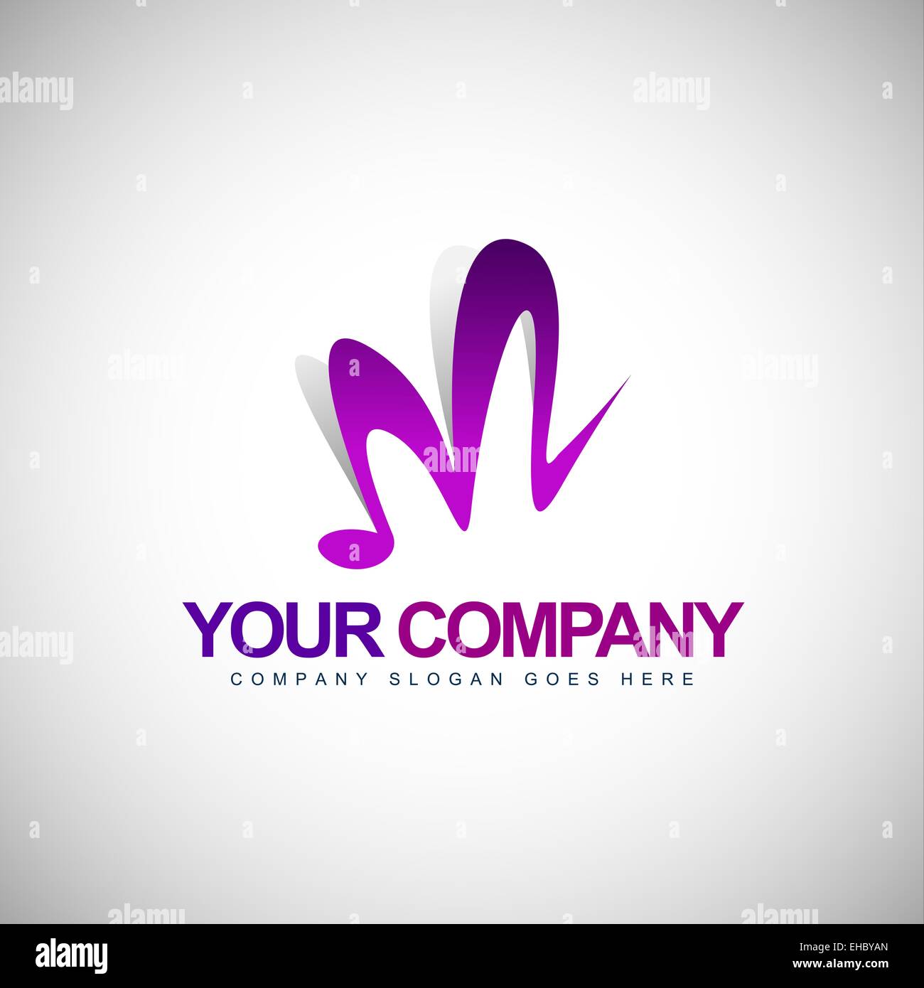 Musik Logo Buchstaben M Logo. Vektor-Symbol-Logo für Music Company. Musiknote Logo. Stockfoto