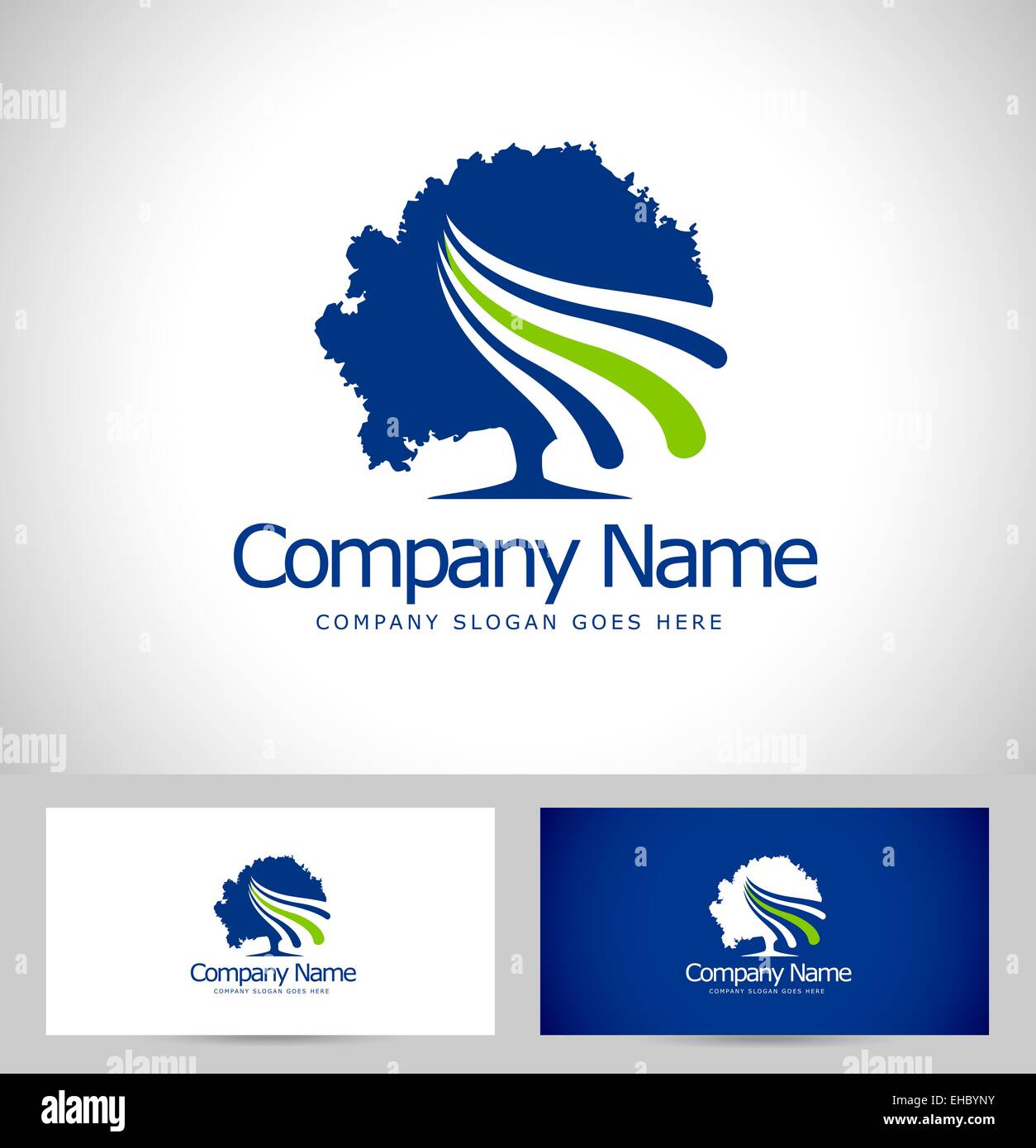 Baum-Logo-Design. Kreative Baum Vektor mit Visitenkarte Vorlage. Stockfoto