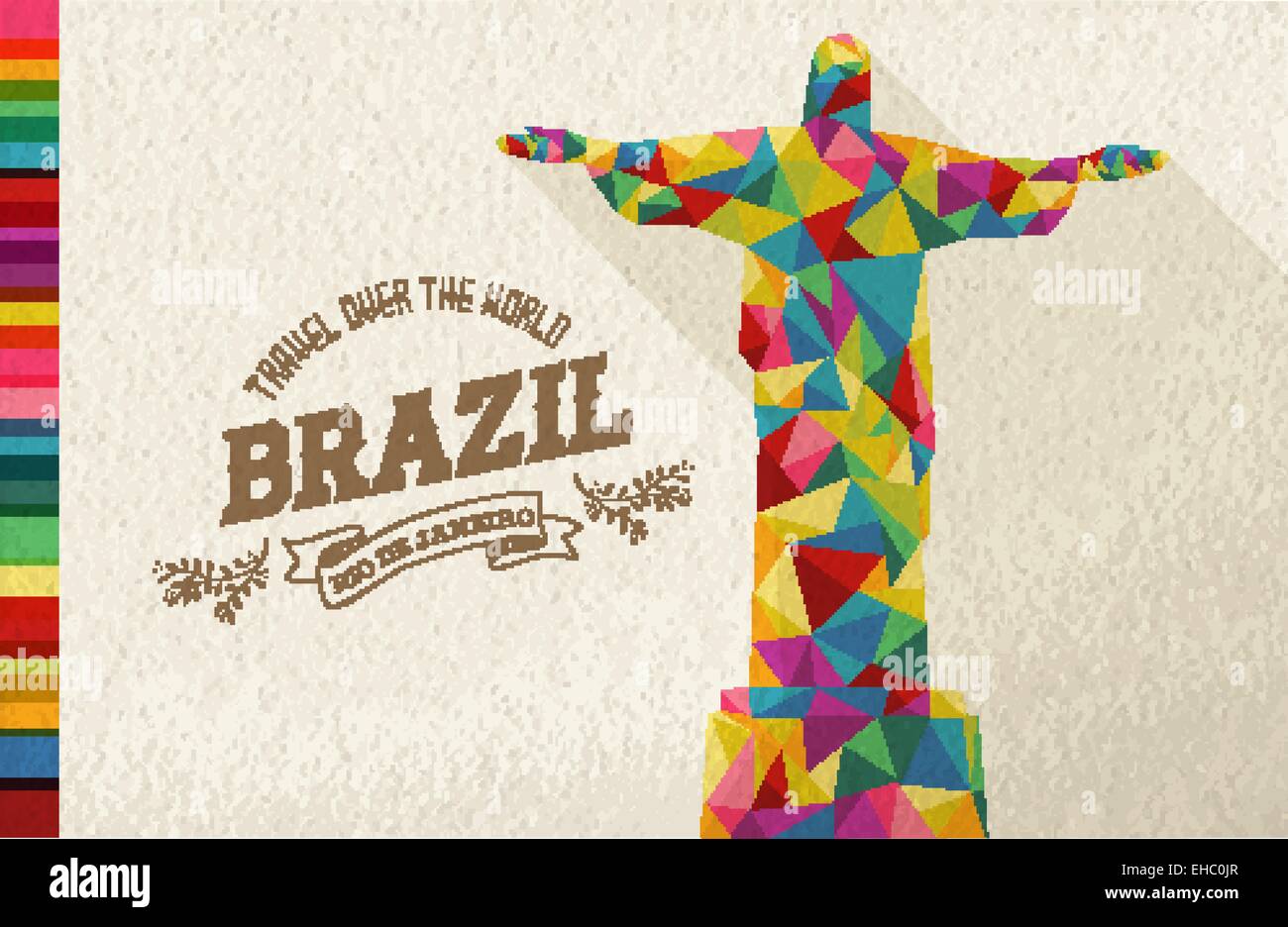 Reisen Brasilien Wahrzeichen. Bunte polygonalen Denkmal mit Vintage Label und strukturiertem Papierhintergrund. Ideal für website Stock Vektor