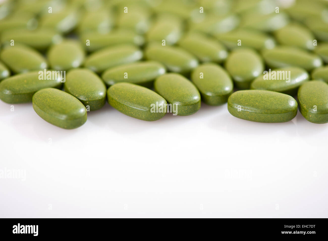 Makrofoto Studio grün Tabletten Stockfoto