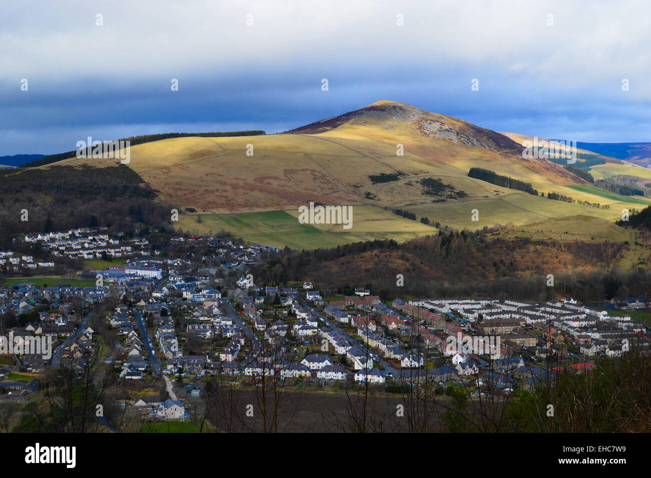 Die Stadt Innerleithen in Tweed Valley, Scottish Borders. Stockfoto