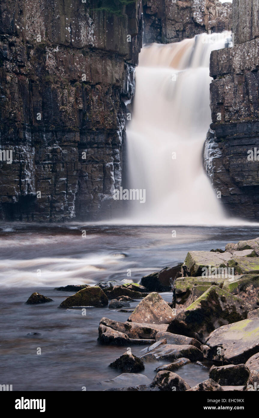 Hohe Kraft Wasserfall auf dem Fluss-T-Stücke, in der Nähe von Middleton-in-Teesdale, Teesdale, County Durham, England, Großbritannien Stockfoto