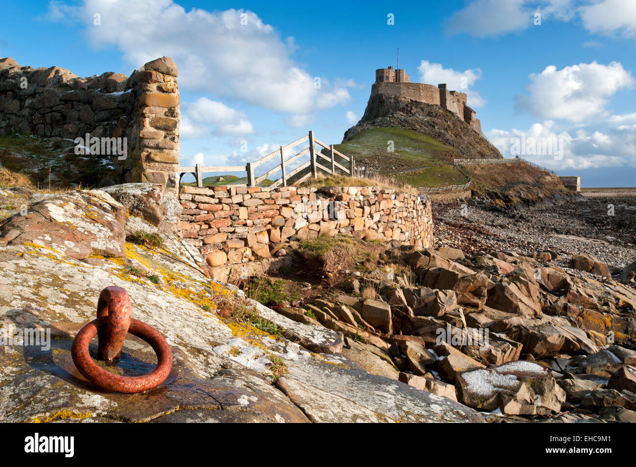 Lindisfarne Schloß, Holy Island, Northumberland, England, Vereinigtes Königreich Stockfoto