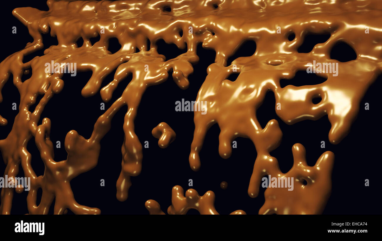 Heißer Kakao oder Schokolade Spritzer auf schwarzem Hintergrund isoliert Stockfoto