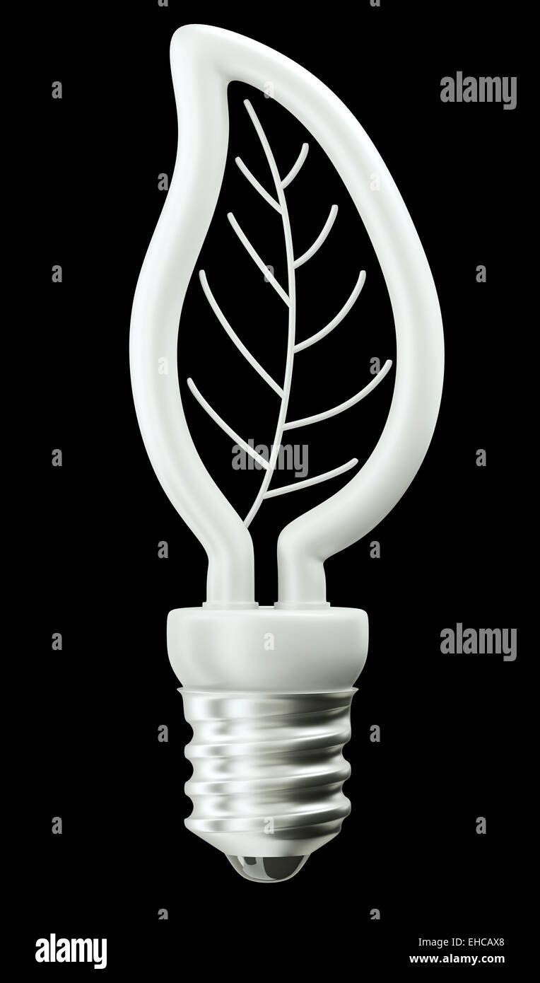 Energieeffizienz: Blatt Glühbirne isoliert auf schwarz Stockfotografie -  Alamy