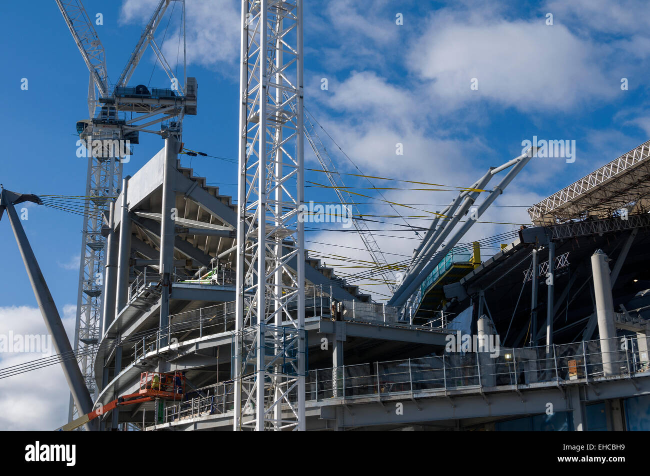 Etihad Stadium, Erweiterung der Südtribüne im Bau, Eastlands, Bradford, Manchester, England, UK Stockfoto