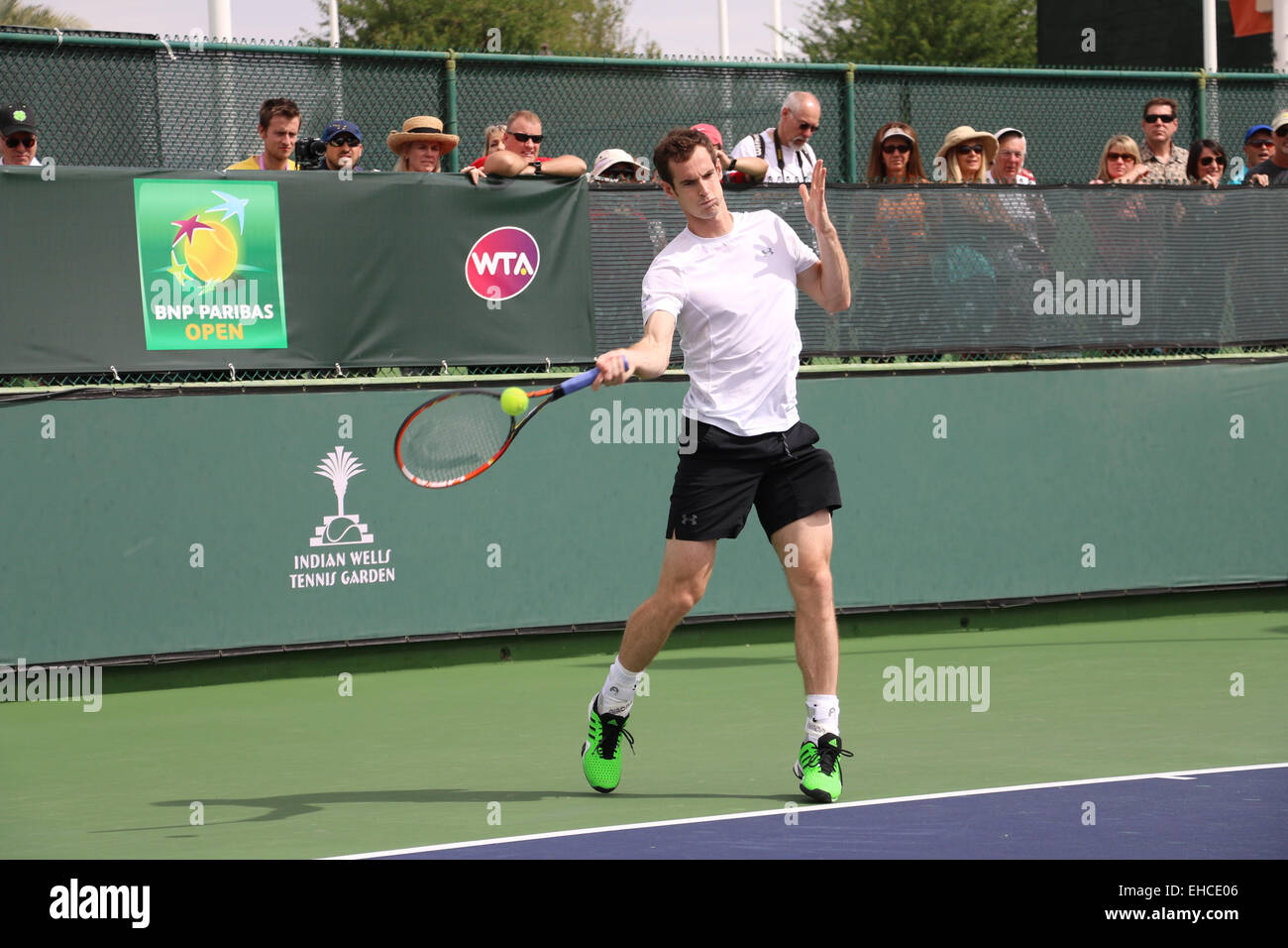 Indian Wells, Kalifornien 11. März 2015 britischer Tennisspieler Andy Murray Training bei der BNP Paribas Open. Bildnachweis: Werner Fotos/Alamy Live-Nachrichten Stockfoto