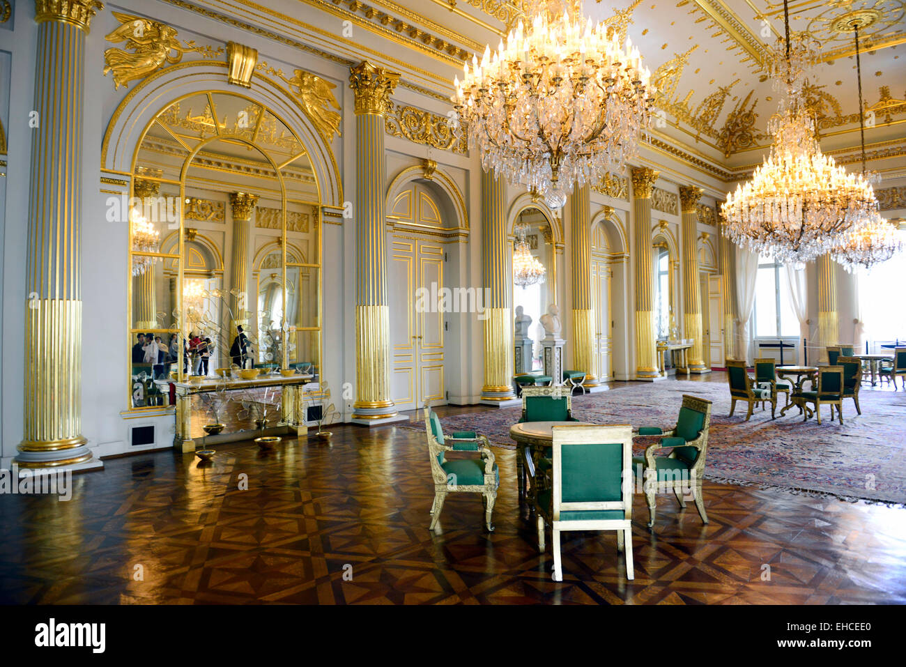 Die schöne Innenausstattung Säle und Räume des königlichen Palastes in Brüssel. Stockfoto