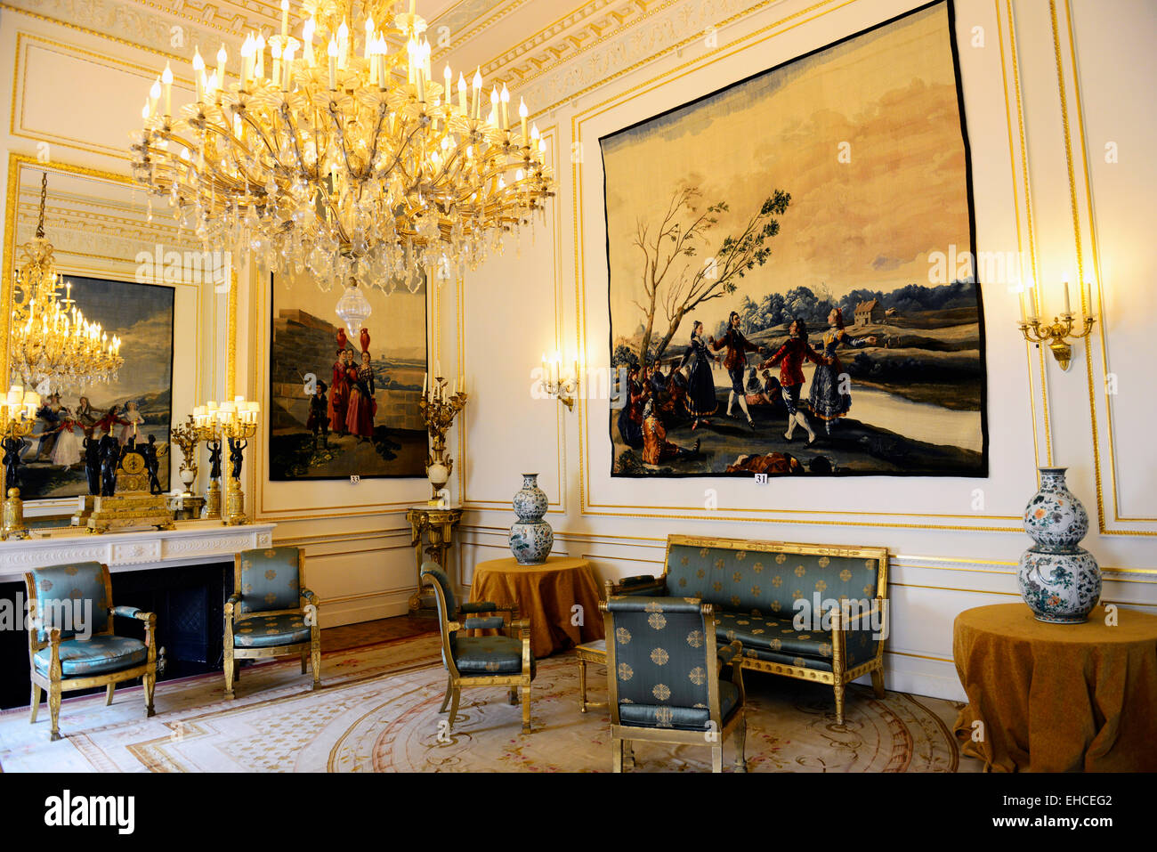 Die schöne Innenausstattung Säle und Räume des königlichen Palastes in Brüssel. Stockfoto