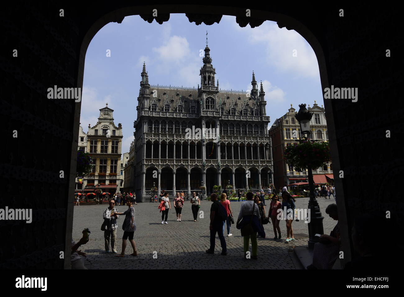 Wunderschöne mittelalterliche Gebäude in Brüssel Grand Place. Stockfoto